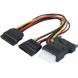 ATEN 147557 câble SATA 0,3 m SATA 15 broches 2 x SATA 15 broches+ Molex (4 broches) Couleurs assorties, Noir