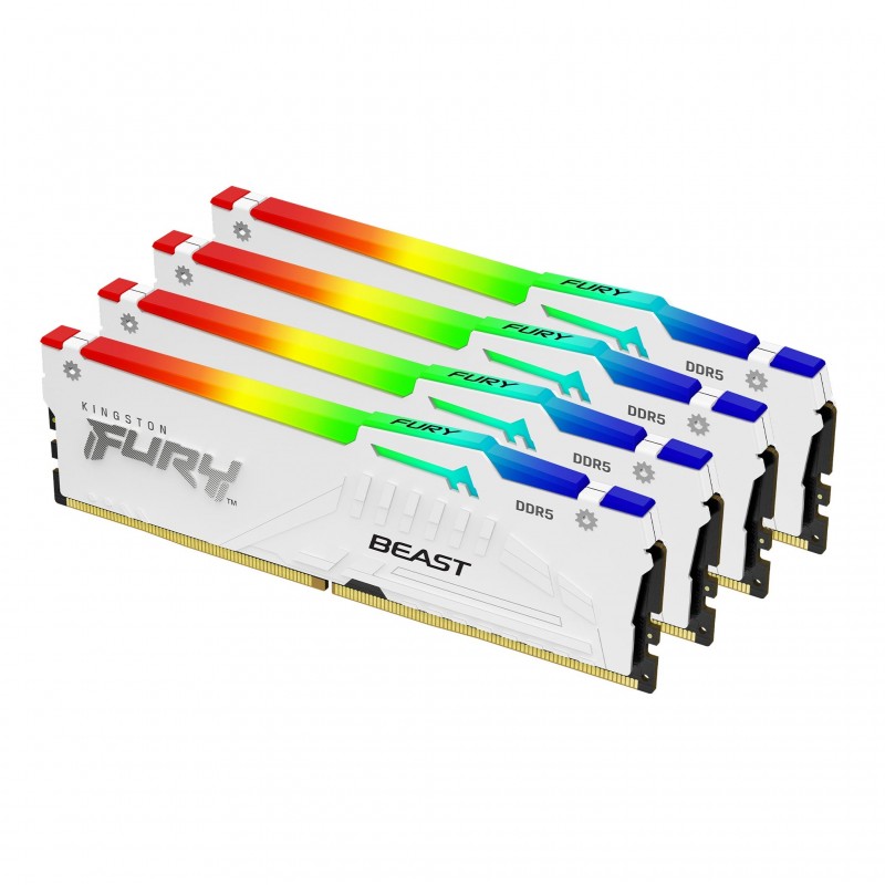 Kingston Technology FURY Beast 128 Go 5200 MT s DDR5 CL40 DIMM (Kits de 4) White RGB XMP