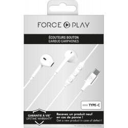 BIG BEN Force Play Casque Avec fil Ecouteurs Appels Musique USB Type-C Blanc