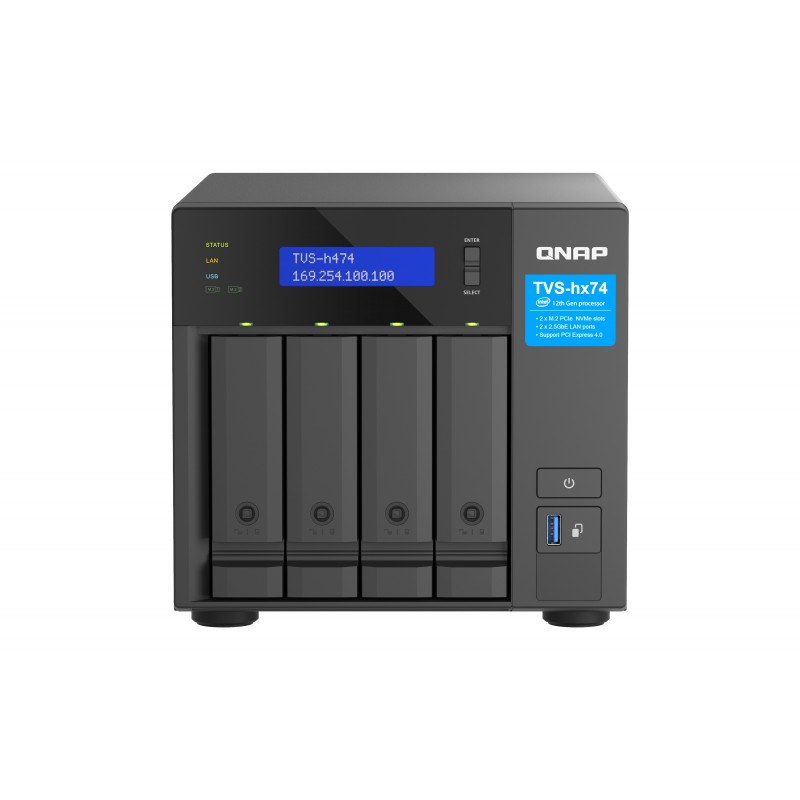 QNAP TVS-H474 NAS Tower Ethernet LAN Noir G7400