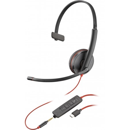 POLY Micro-casque monaural Blackwire C3215 + étui de transport (lot)