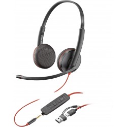 POLY Micro-casque Blackwire 3225 stéréo USB-C + connexion 3,5 mm + adaptateur USB-C A