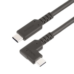 StarTech.com Câble USB-C Robuste à Angle Droit de 50cm, USB 3.2 Gen 2 (10 Gbps), Cordon de Transfert de Données USB-C à C