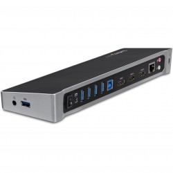 StarTech.com Station d'Accueil USB 3.0 à 3 Écrans avec 2x 4K DisplayPort et HDMI - Hub USB-A à 5 Ports (1x Fast-Charge), Audio