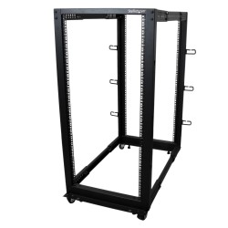 StarTech.com Rack Serveur Mobile 25U 4 Poteaux, Rack Réseau 19" 4 Poteaux avec Roulettes, Rack Roulant avec Profondeur