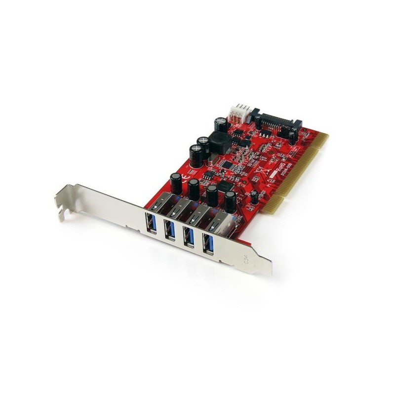 StarTech.com Carte contrôleur PCI à 4 ports USB 3.0 (5Gbps) SuperSpeed - Adaptateur PCI avec alimentation SATA   SP4