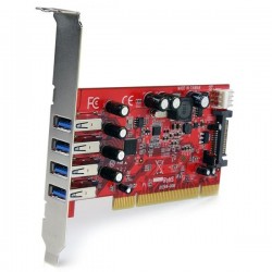 StarTech.com Carte contrôleur PCI à 4 ports USB 3.0 (5Gbps) SuperSpeed - Adaptateur PCI avec alimentation SATA   SP4