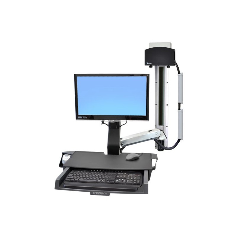 Ergotron StyleView Sit-Stand Combo System with Worksurface 61 cm (24") Aluminium Mur