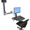 Ergotron StyleView Sit-Stand Combo System with Worksurface 61 cm (24") Aluminium Mur