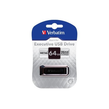 Verbatim Executive USB Drive 64GB lecteur USB flash 64 Go USB Type-A 2.0 Noir, Argent