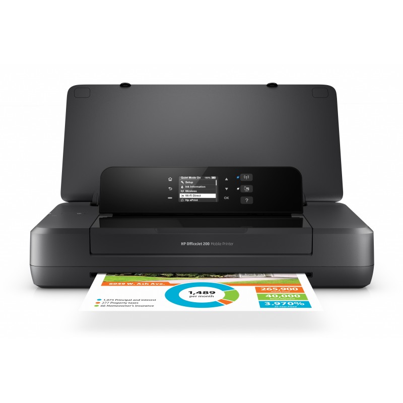 HP Officejet Imprimante portable 200, Couleur, Imprimante pour Petit bureau, Imprimer, Impression sur façade par port USB