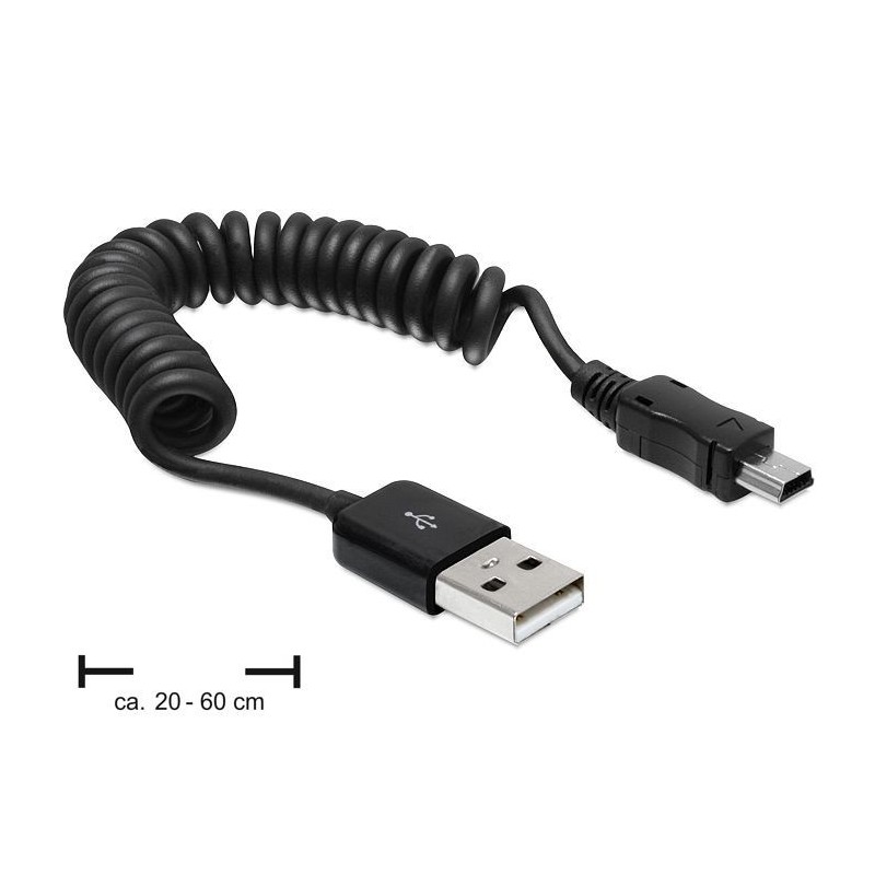 DeLOCK USB 2.0 USB mini 0.6m câble USB 0,6 m USB A Mini-USB A Noir