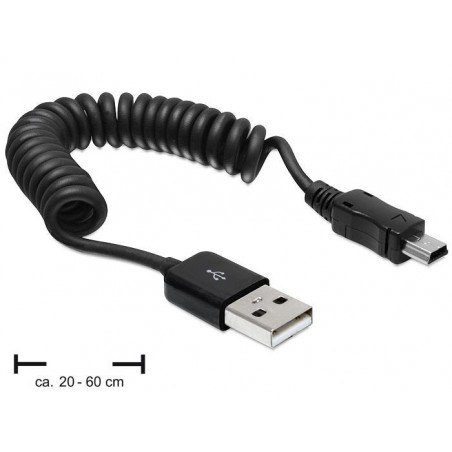 DeLOCK USB 2.0 USB mini 0.6m câble USB 0,6 m USB A Mini-USB A Noir