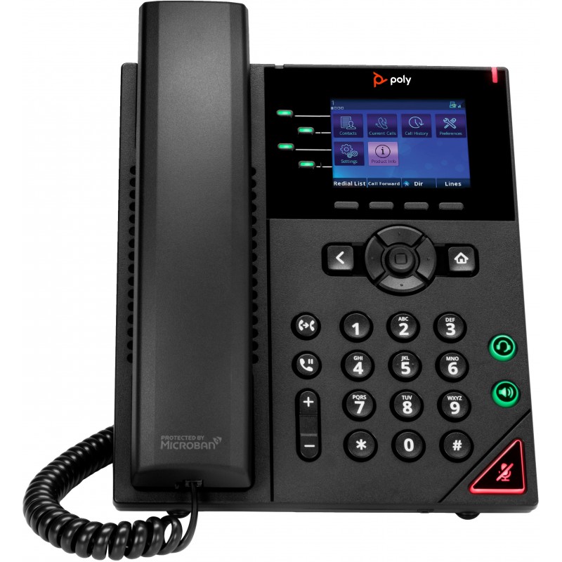 POLY Téléphone IP OBi VVX 250 à 4 lignes et compatible PoE avec module d’alimentation