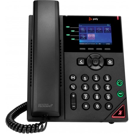 POLY Téléphone IP OBi VVX 250 à 4 lignes et compatible PoE avec module d’alimentation