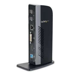 StarTech.com Station d'Accueil pour Ordinateur Portable USB 3.0 à Double Écran avec HDMI et DVI VGA, Hub USB-A 6x, GbE, Audio,