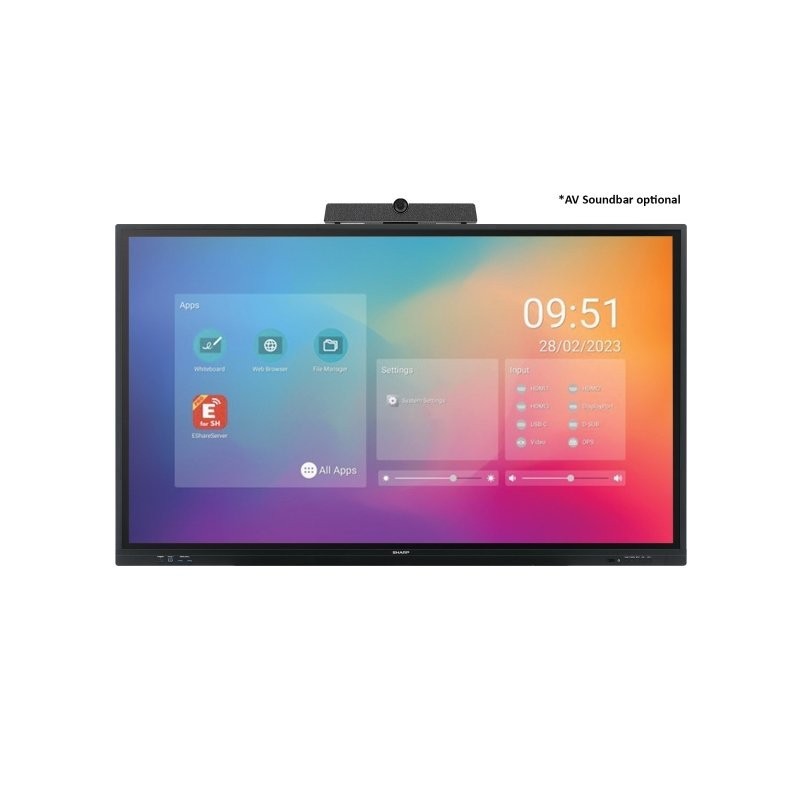 Sharp PN-LC752 Écran plat de signalisation numérique 190,5 cm (75") LCD Wifi 450 cd m² 4K Ultra HD Noir Écran tactile Intégré