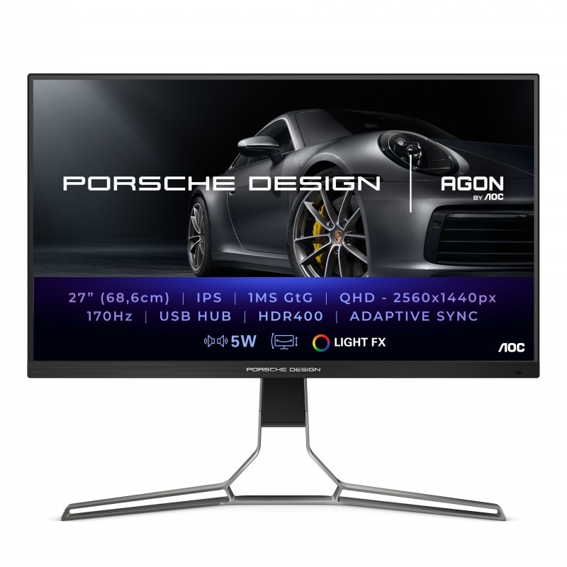 AOC Porsche PD27S LED display 68,6 cm (27") 2560 x 1440 pixels Quad HD LCD Noir, Gris