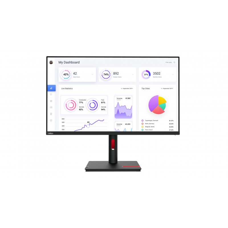 Lenovo ThinkVision T32p-30 LED display 80 cm (31.5") 3840 x 2160 pixels 4K Ultra HD Noir