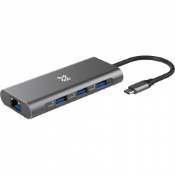 XtremeMac XWH-HUB8-13 hub & concentrateur USB Type-C 40000 Mbit s Gris